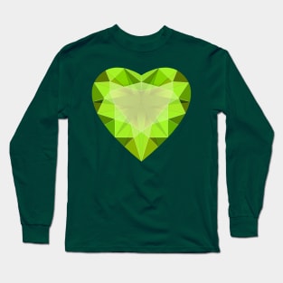 Green Peridot Heart Shaped Gemstone Long Sleeve T-Shirt